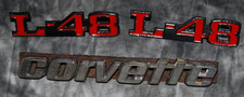 1976-1979 Corvette C3 Emblem Set - Rear Bumper Script L-48 Hood Badges 3pc 1976-1979 Corvette C3 Emblem Set - Rear Bumper Script L-48 Hood Badges 3pc
