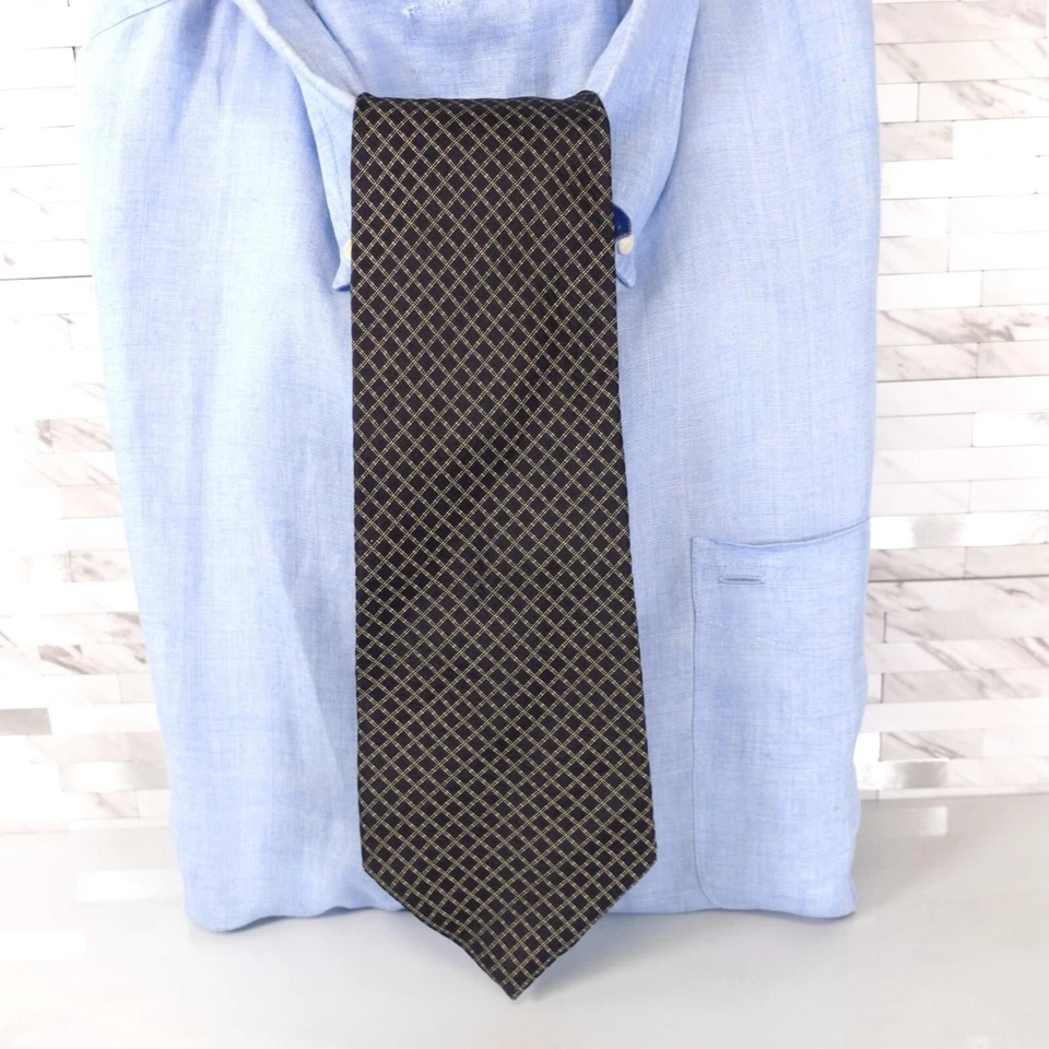 Corbata Mini Cuadros Para Hombre ALVIERO MARTINI Azul Medianoche Carrera FILASSE Italia Foto 2 de 4