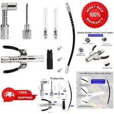 Grease Gun Coupler Accessory Kit with Hose Needle 90° Adapter for Zerk Fittings