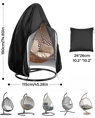 EGG Chair Cover with Zipper Heavy Duty Egg Swing Cocoon Cover - 190X115 cm