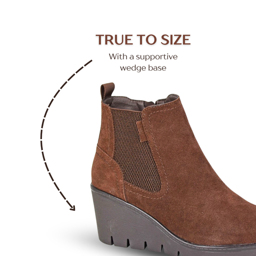 Ladies Cipriata Wedge Boots Zip Gusset Leather Chelsea Womens Comfort Shoe - Picture 15 of 36