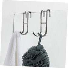 Shower Door Hooks 2-Pack , Towel Hooks for Bathroom Frameless Glass Silver