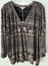 New Woman Plus Size Lucky Brand Blouse Size 1X 3/4 Sleeves