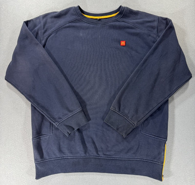 McDonald's Employee Crew Uniform Sweatshirt Navy Blue Yellow Side Zip Sz. M 2023