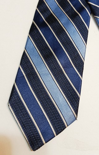 BREUER Men's Tie Silk Woven Skinny Width Striped Made In Italy - Picture 3 of 5
