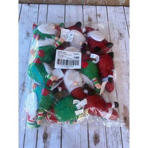 Bundle Of New Christmas Gnome Set of 12 New Plush in Plastic 8" Gift Holiday