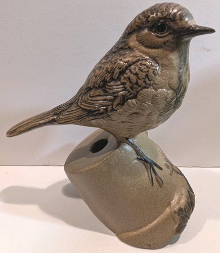 Poole Pottery Stoneware Sparrow Bird On Pine Pot Figurine Vintage