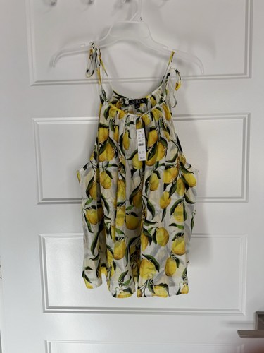 NWT J. Crew Shoulder Tie Cotton Halter Top Limoncello Lemon Lightweight, L