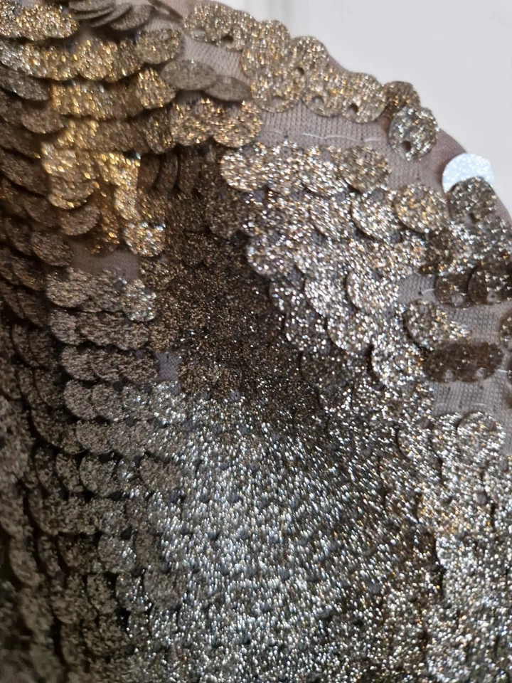 NEXT New Ladies Gold Glittery Sequin Crop Party Top Size 18 New with Tags - Image 3 of 4