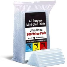 200 Pcs Glue Sticks, 4" X 0.27", Mini Hot Melt, Craft Wood Fabric, Clear 0.15 per gallon
