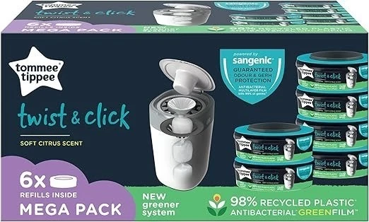 TOMMEE TIPPEE Twist and Click Nappy Disposal System Refill Cassettes 6 Pack - image 3 of 4