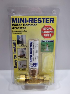 PHP Mini-Rester Water Hammer Arrester Brass Tee 3/8 Compression Connection Pipe