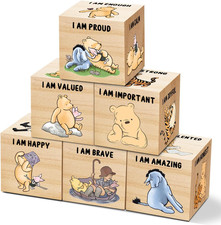 6 Pcs Inspirational Winnie Nursery Decor for Girls and Boys Wooden The Pooh Deco