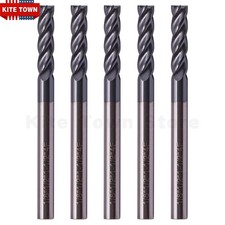 5Pcs 4-Flute 1/8" x 1/2" x 1-1/2" Solid Carbide End Mills AlTiN Coated CNC Bit