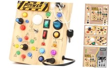 Montessori Busy Board Wooden Sensory Toys for Toddler with LED Light Classic