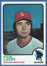 Yellow Green Eye Print Error 1973 Topps Baseball Card #287 Eddie Leon White Sox