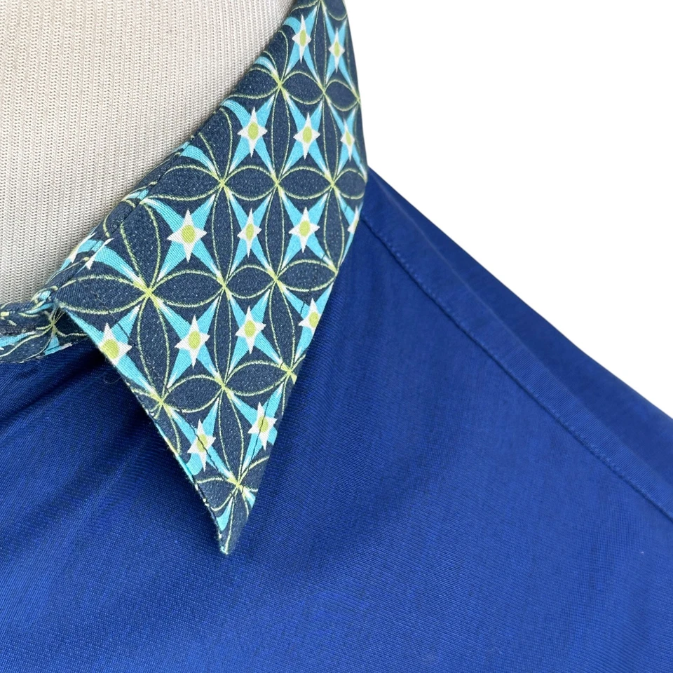 Camisa de vestir Just Cavalli para hombre 46 azul manga larga cuello abstracto abotonada Foto 3 de 4