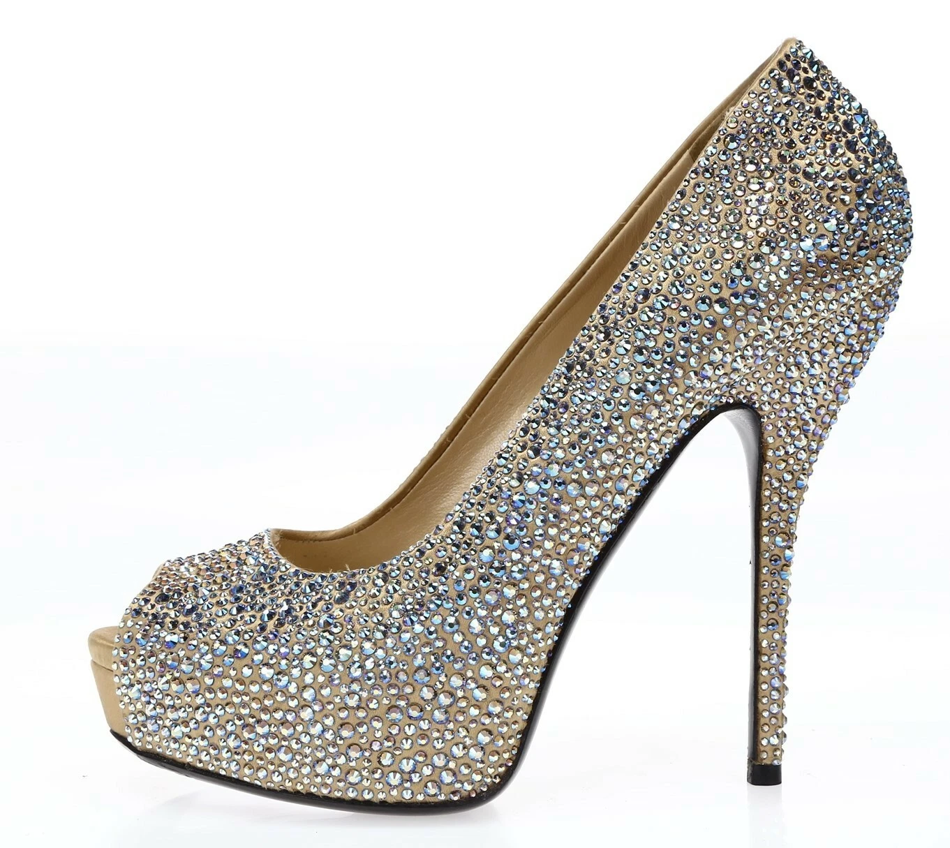 Escarpins femme Gucci Sofia beige cristal orné plateforme satin talons taille 37