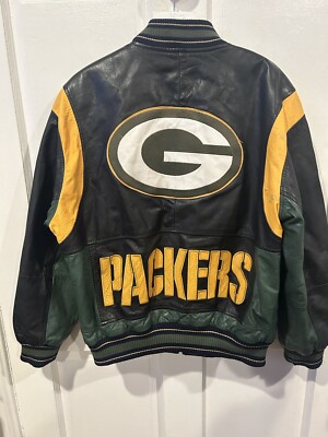Blouson Bomber Cuir Vintage Green Bay Packers Carl Banks - Taille 2XL - Officiel NFL