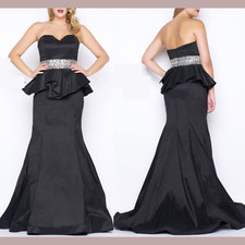 NWT $458 Mac Duggal [ 14 ] Strapless Sweetheart Embellished Peplum Gown #Q143