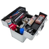 Anndora® Werkzeugkoffer 24L PräSentationskoffer Etagenkoffer Silber + SchlüSsel