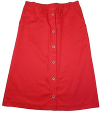 Vtg White Stag Midi Skirt Women M Red Button Front Cotton Pockets Modest 90s 80s