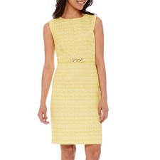 Chelsea Rose -Cap-Sleeve Waist-Hardware Sheath Dress , Size:  4 , color: Citrine