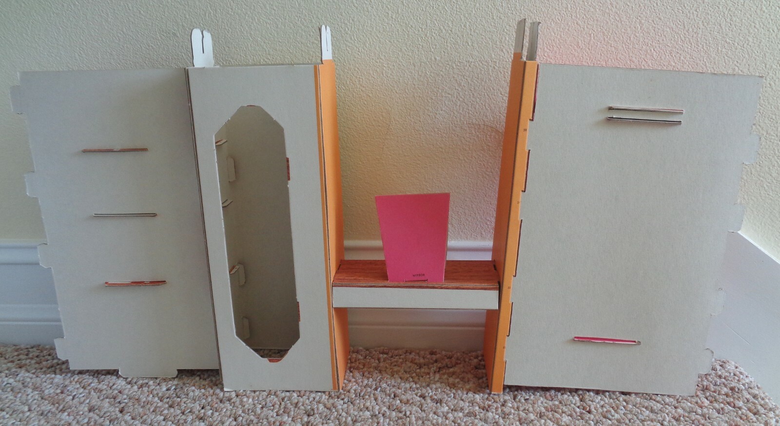 VTG 1962 BARBIE DREAM HOUSE CARDBOARD WARDROBE VANITY MIRROR