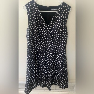 Karl Lagerfeld Paris Black & White Polka Dot Summer dress Women s Size 12