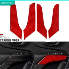 4x Red Carbon Fiber Window Lift Switch Panel Side Cover For Jeep Cherokee 14-18