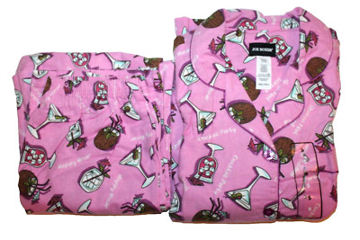 Joe Boxer Women's Cocktail Party Happy Hour Wine Champagne Glass Pink Pajama Set