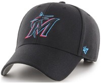 47 Brand Florida Marlins Black M Mvp Curved Visor Velcroback Cap Mlb Forty Seven