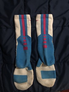 blue and pink elite socks