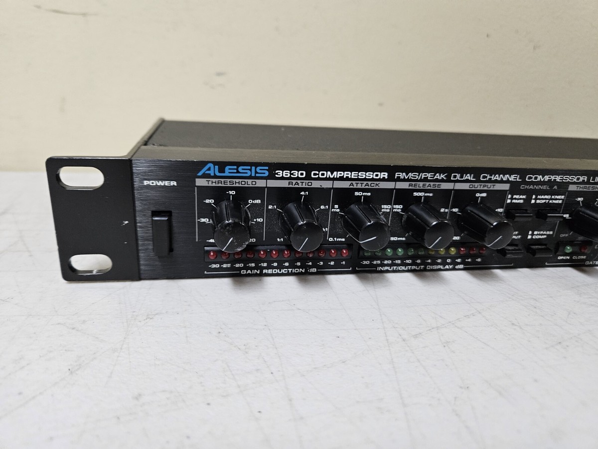 ALESIS 3630 COMPRESSOR RMS/PEAK DUAL CHANNEL LIMITER W GATE
