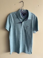Tommy Hilfiger ThFlex Polo Shirt Men's M Blue Casual Collared Slim Fit SZ N130