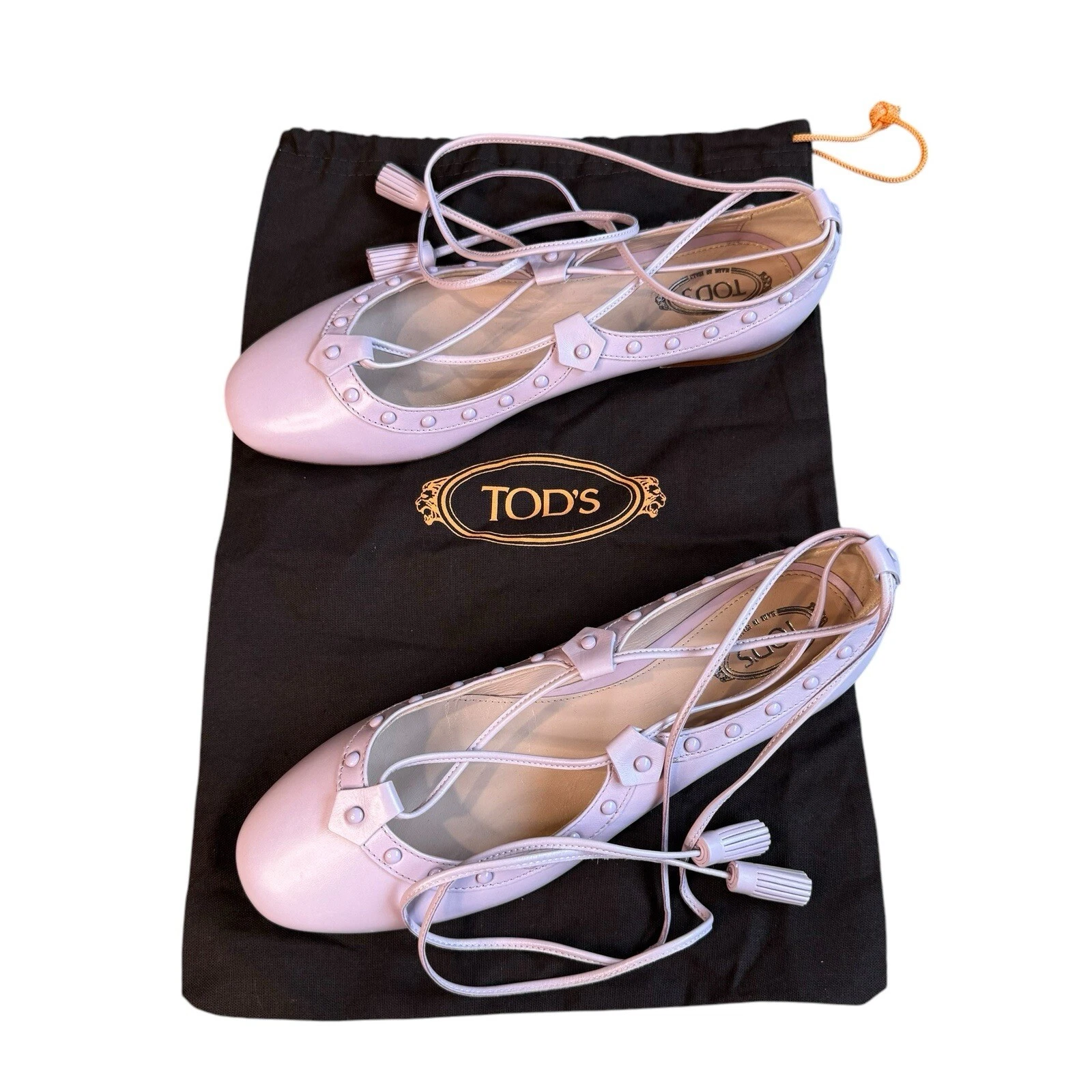 Ballerine Tod’s nuove con borsa borchie pelle rosa stringate taglia 36 rare