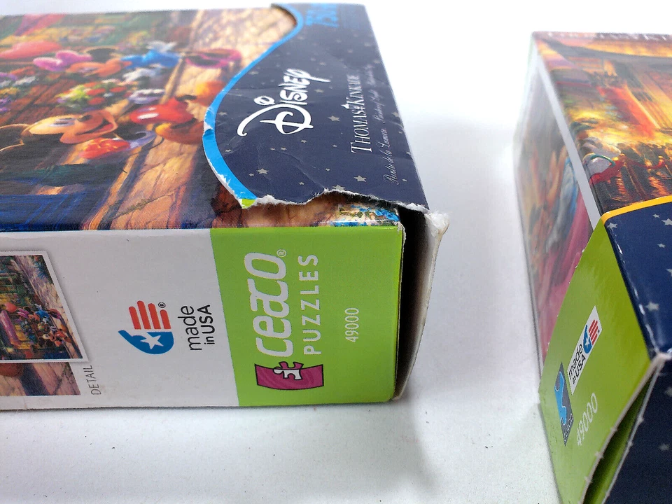 2 X Thomas Kinkade Disney Mickey & Minnie Sweetheart Cafe 750 PC Jigsaw Puzzles - Image 3 of 3