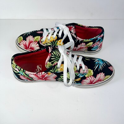 Women's Vans Hawaiian Skateboard Shoes Black Tropical Floral