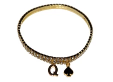 Gold Diamante Rhinestone Queen of Spade Hotwife Anklet Ankle Jewellery BBC 2 Row
