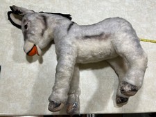 Steiff RARE Donkey Grissy Straw Stuffed VINTAGE Huge Glass Eyes 24"t x 20"w