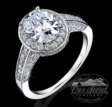 2.5 ct Majestic Oval Halo Ring  Top Russian Quality CZ Extra Brilliant SS Size 8