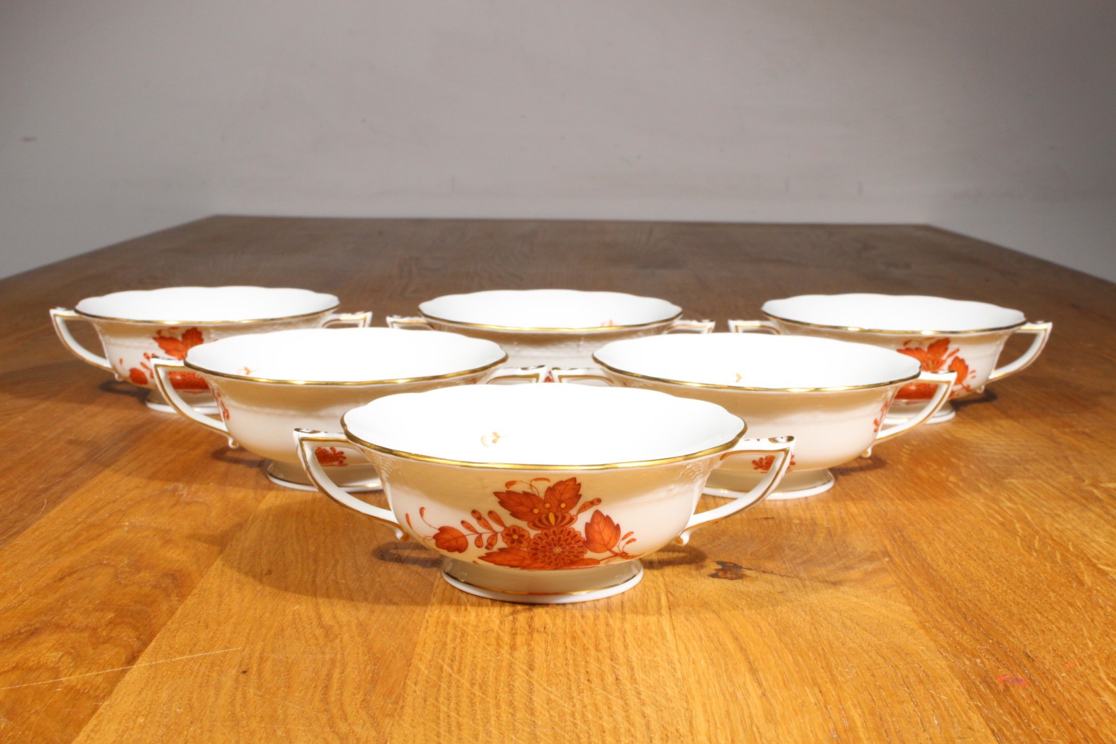 Herend Porzellan Apponyi Orange 6 tazas de sopa 743