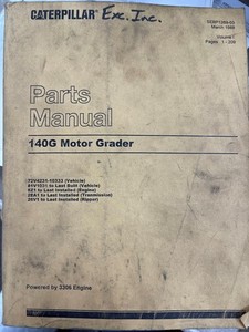 CAT Caterpillar 140G Motor Grader Parts Manual SET Volumes 1 & 2