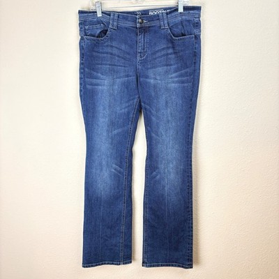 NY&C Bootcut Jeans 12 Blue Sits at Lower Waist Embroidered Med Wash Five Pocket