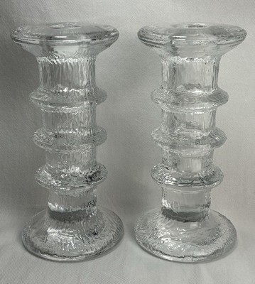 6  Candle Holders Single Light Nordic Luminarc Ice Crystal Texture x2, *NOTE