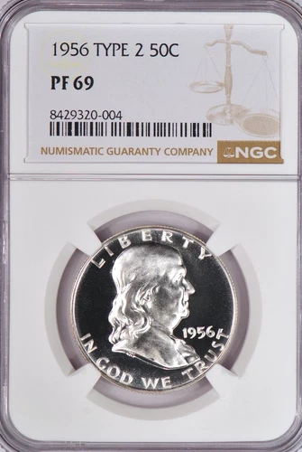 1956 Franklin Half Dollar Proof NGC PF 69 PR Frosty Silver Coin 50C