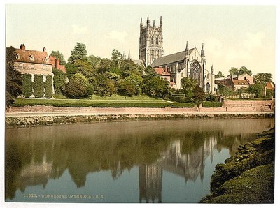 Photo:Worcester Cathedral SE England River Reflection ca 1890s