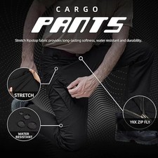 US Men's Work Cargo Pants Waterproof Tactical Combat Pants Outdoor Hiking Pants