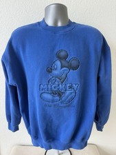VINTAGE Walt Disney World Sweatshirt Men XL Blue Mickey Mouse Embossed