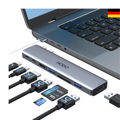 HODO 8 in 2 USB C Hub Adapter für MacBook Pro und Air 4K HDMI Thunderbolt 3 USB